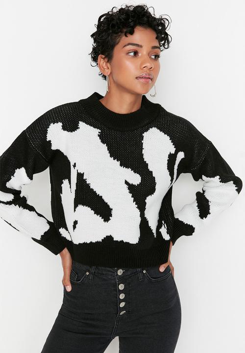 Trendyol - Abstract print sweater - black/white