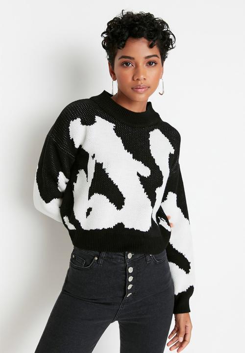 Trendyol - Abstract print sweater - black/white