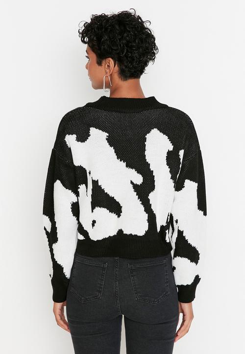 Trendyol - Abstract print sweater - black/white