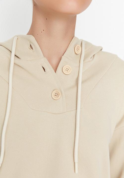 Trendyol - Hooded loose sweatshirt - beige
