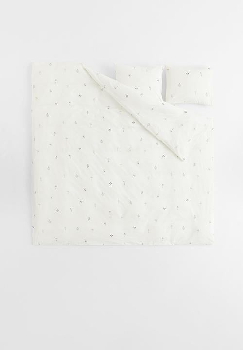 H&M - Cotton double/king duvet cover set - white/multi