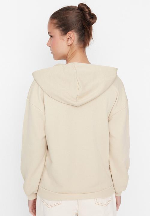 Trendyol - Hooded loose sweatshirt - beige