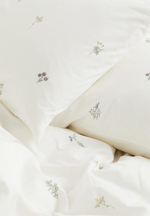 H&M - Cotton double/king duvet cover set - white/multi