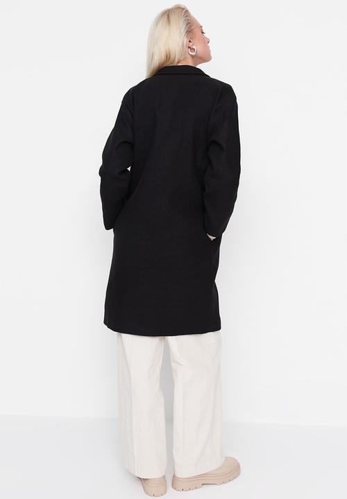 Trendyol - Wide cut button long coat  - black