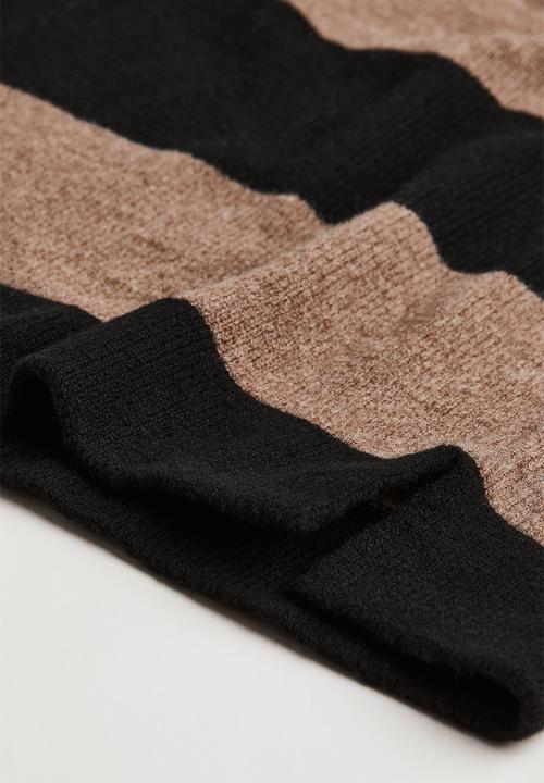 H&M - Relaxed fit wool polo shirt - dark beige/striped