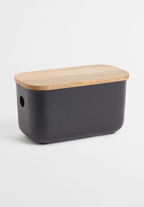 Box in metal and mango wood - black/multi