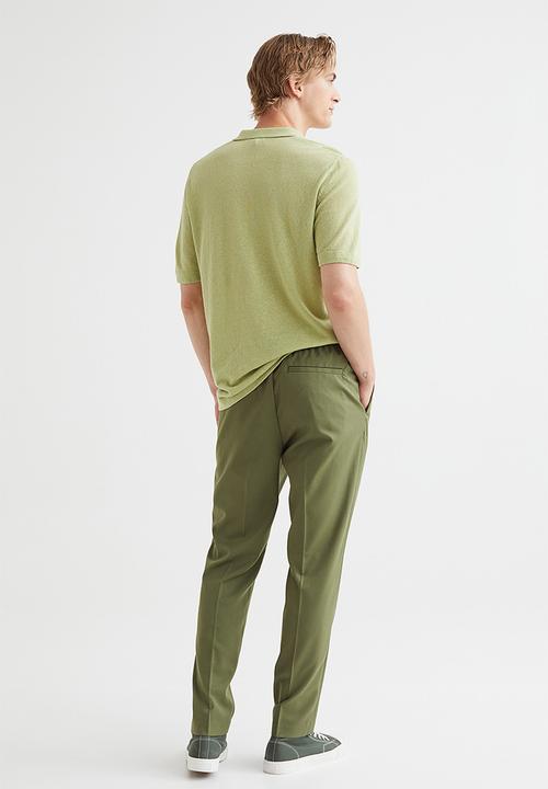 H&M - Slim fit joggers - khaki green