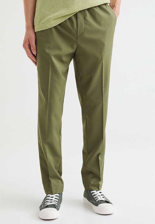 H&M - Slim fit joggers - khaki green