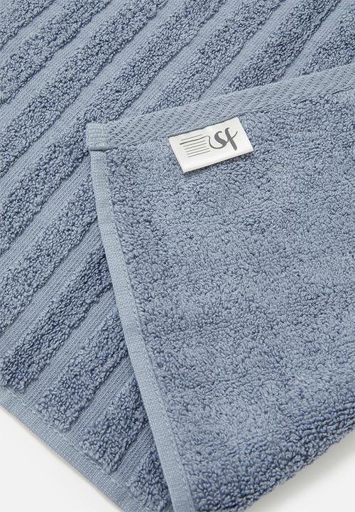 Sixth Floor - Ribbed zero twist woven towel - soft blue
