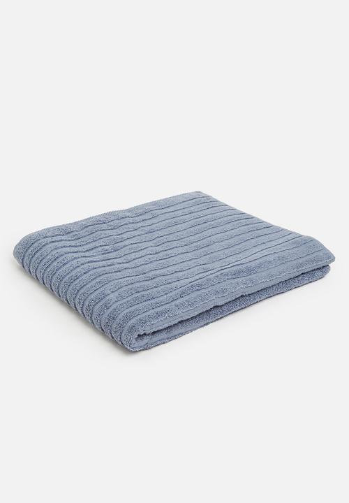 Sixth Floor - Ribbed zero twist woven towel - soft blue