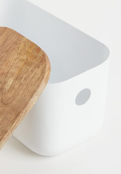 H&M - Box in metal and mango wood - multi/white