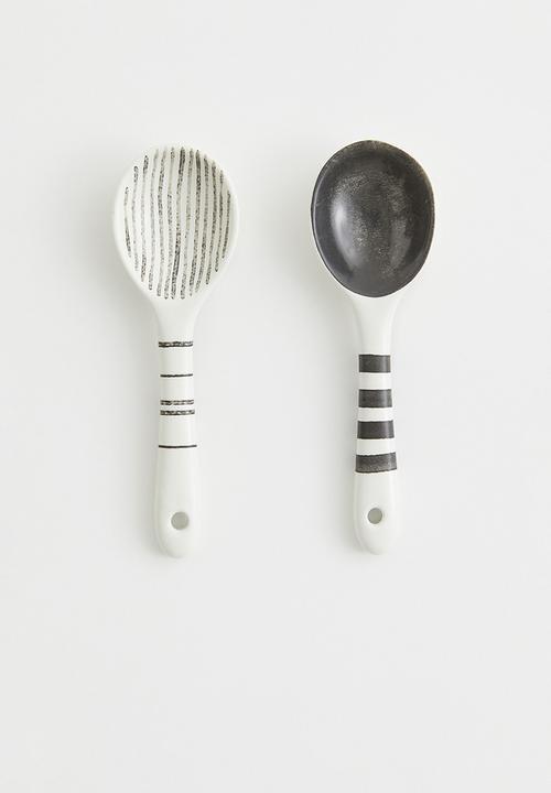 H&M - 2-pack porcelain spoons - multi/white