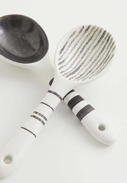 H&M - 2-pack porcelain spoons - multi/white