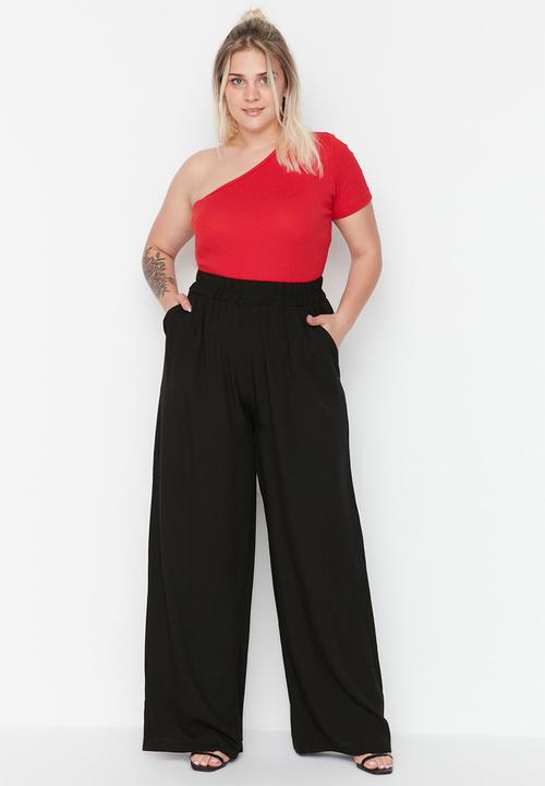 Trendyol - Plus  viscose trousers - black