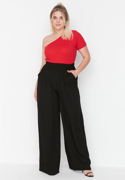 Trendyol - Plus  viscose trousers - black