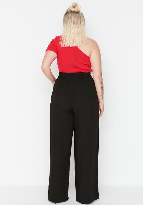 Trendyol - Plus  viscose trousers - black