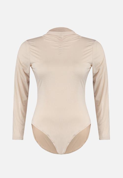 Trendyol - Plus ruche detail bodysuit  - beige