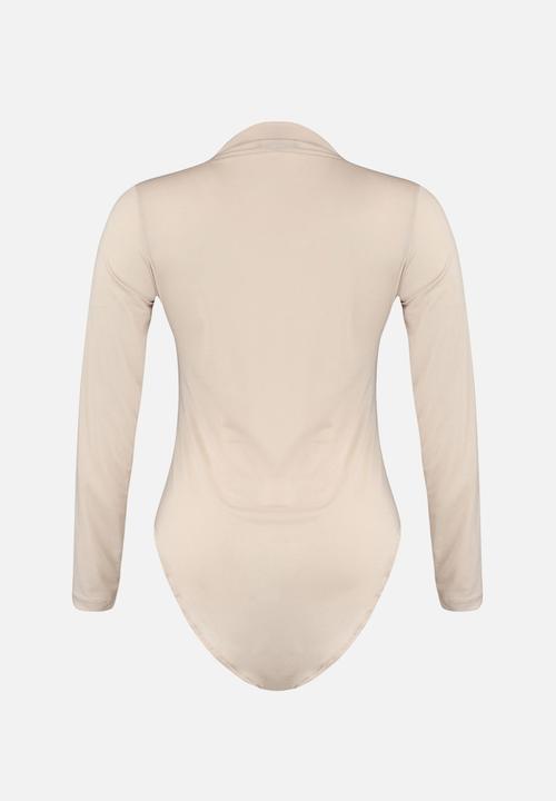 Trendyol - Plus ruche detail bodysuit  - beige