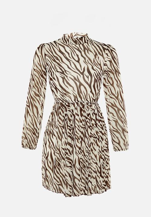 Trendyol - Pleated mini dress - brown