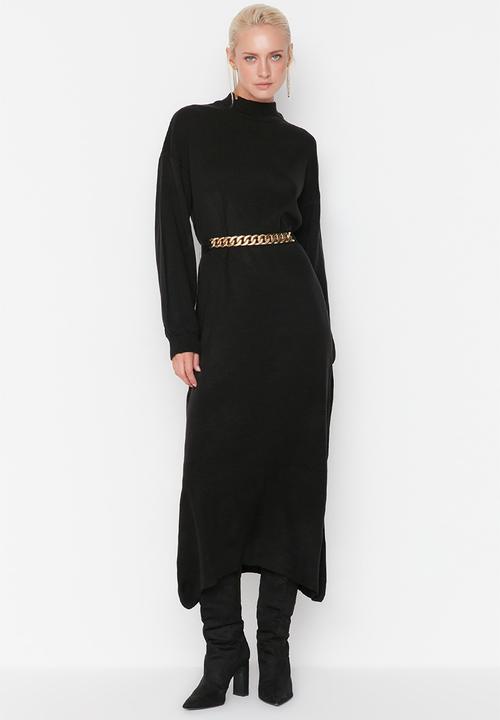 Trendyol - High collar knit dress - black