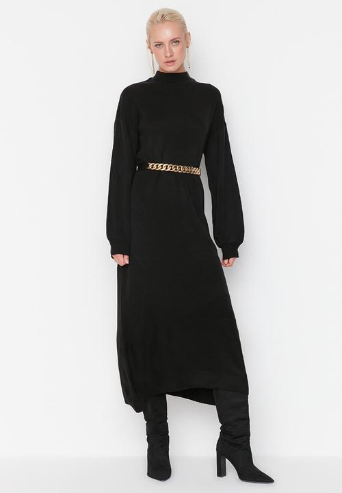 Trendyol - High collar knit dress - black