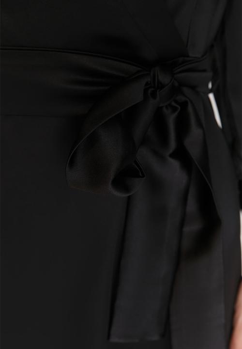 Trendyol - Satin tie waist dress - black