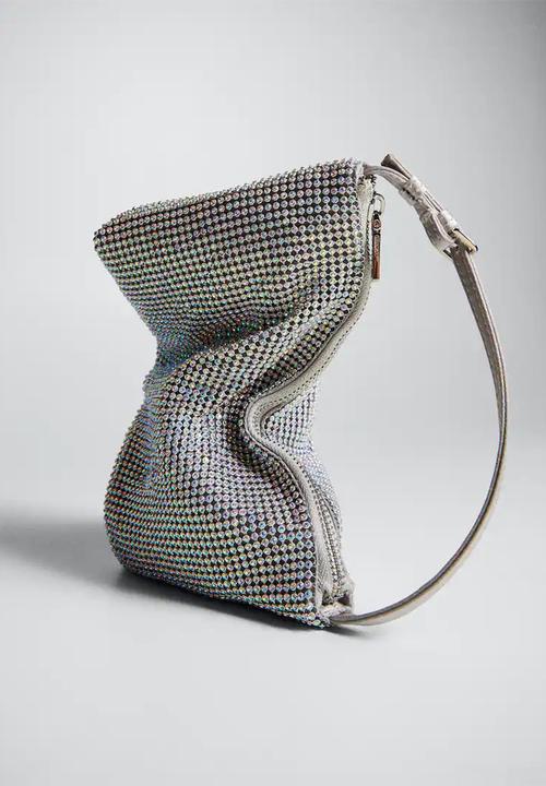 MANGO - Bag strass - silver