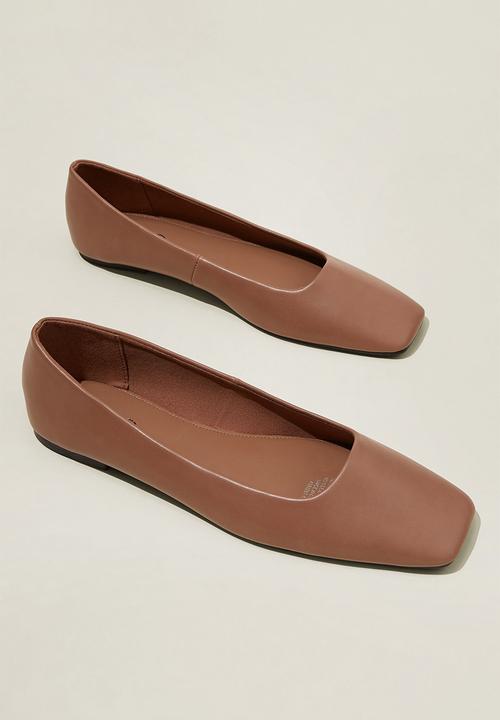 Cotton On - Square toe ballet - cool brown vegan leather
