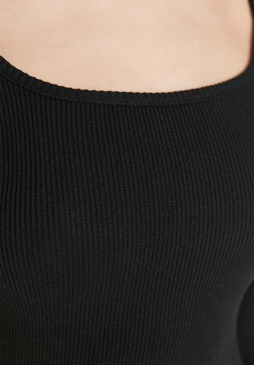 Trendyol - Square neck bodycon knit dress - black