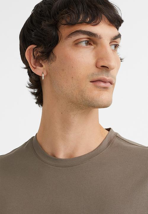 H&M - Slim fit pima cotton T-shirt - dark greige 