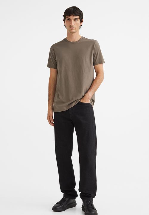 H&M - Slim fit pima cotton T-shirt - dark greige 