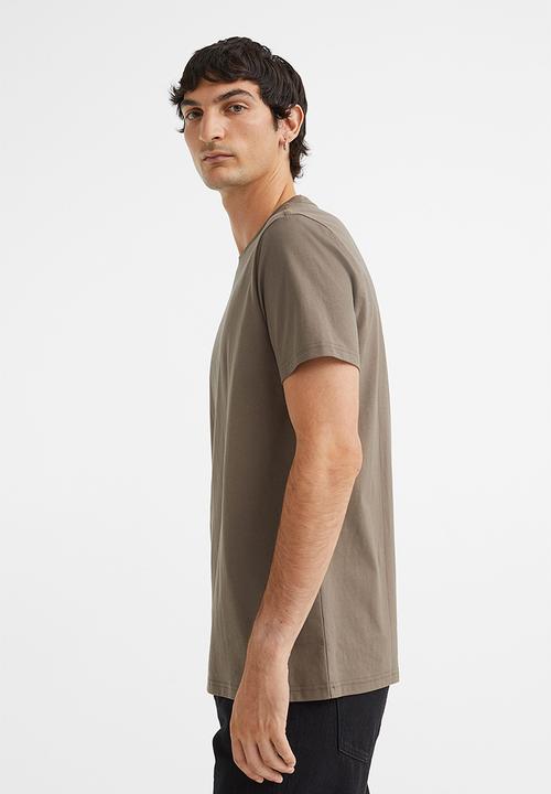 H&M - Slim fit pima cotton T-shirt - dark greige 