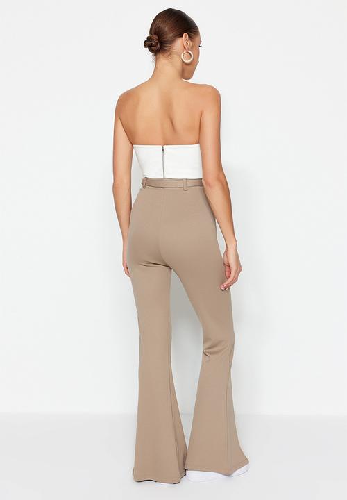 Trendyol - Belted slit knit trousers - mink