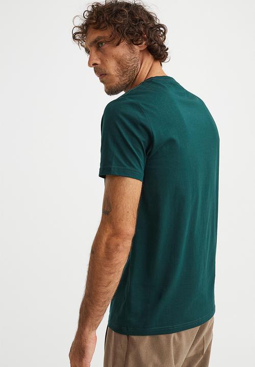 H&M - Slim fit pima cotton T-shirt - dark teal 