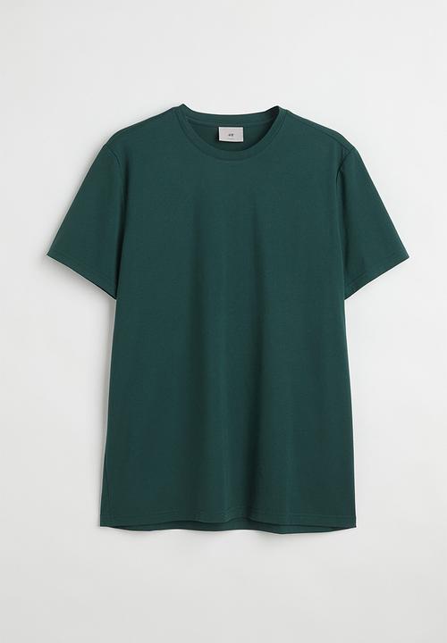 H&M - Slim fit pima cotton T-shirt - dark teal 
