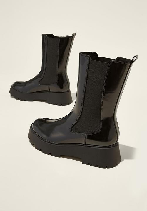 Cotton On - Avery combat chelsea boot - black smooth vegan leather