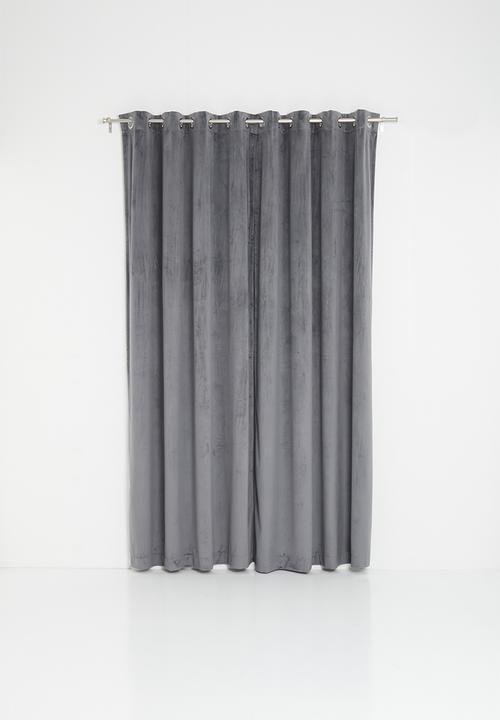 Sixth Floor - Velvet eyelet curtain 2 pack - charcoal