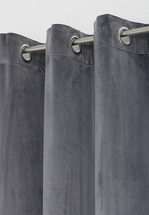 Sixth Floor - Velvet eyelet curtain 2 pack - charcoal
