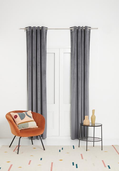 Sixth Floor - Velvet eyelet curtain 2 pack - charcoal