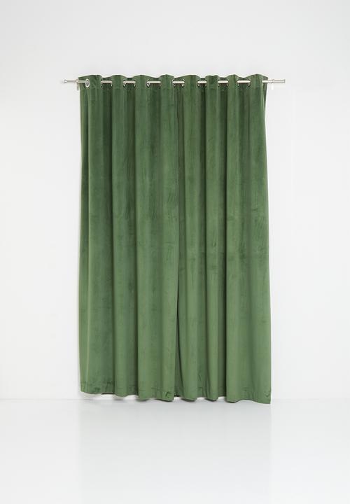 Sixth Floor - Velvet eyelet curtain 2 pack - moss green