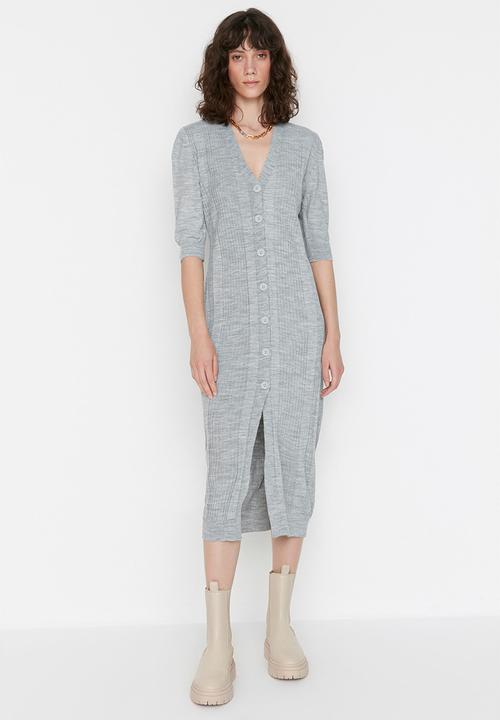 Trendyol - Button detail knit dress - grey