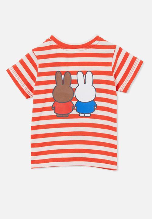 Cotton On - Jamie short sleeve tee-license-lcn miff red orange stripe/ better together