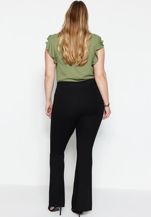 Trendyol - Plus spanish leg slit detail trousers - black