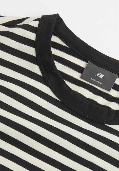 H&M - Regular fit jersey top - black & white striped