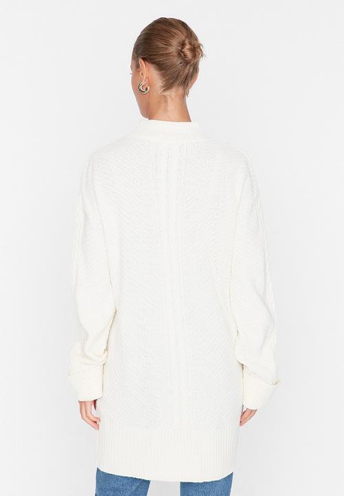 Trendyol - Long knit sweater - ecru