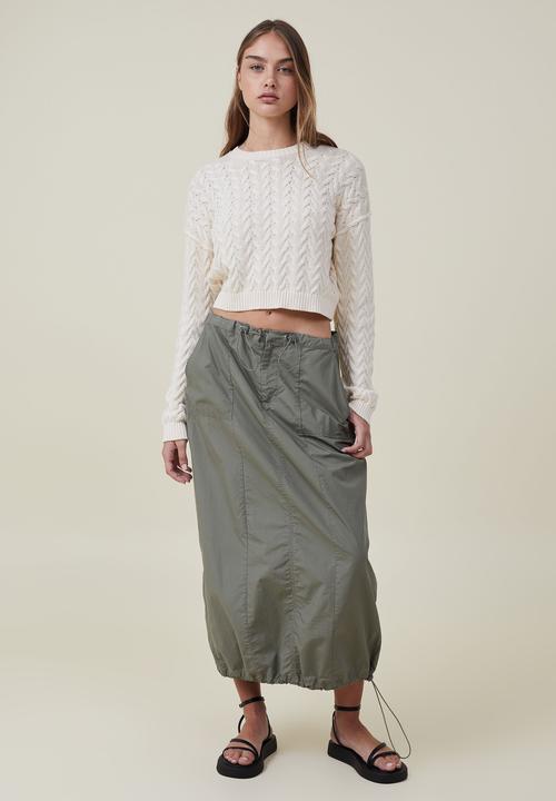 Cotton On - Crop cable crew - ecru