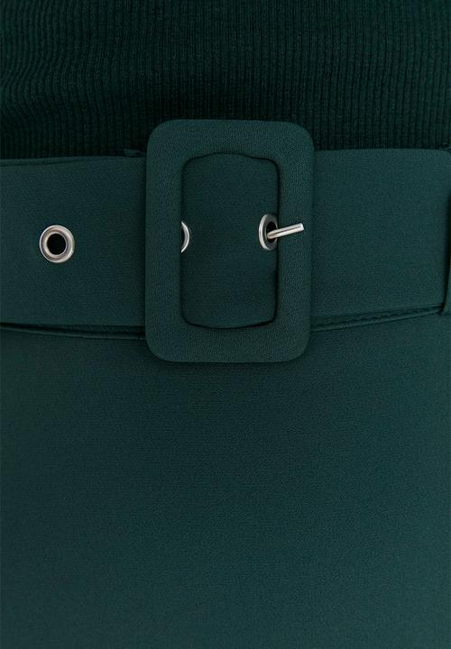 Trendyol - Button detailed waist belt woven skirt  - green