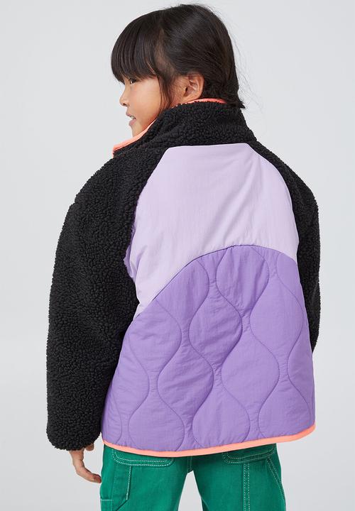 Cotton On - Clara teddy jacket - phantom & lilac drop