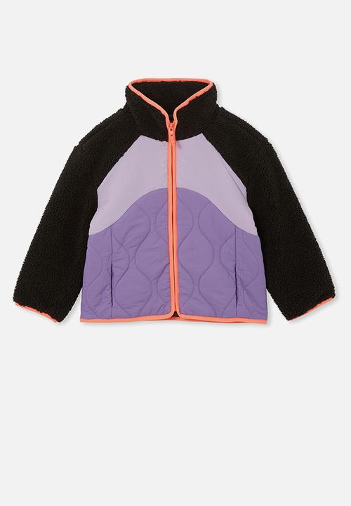 Cotton On - Clara teddy jacket - phantom & lilac drop