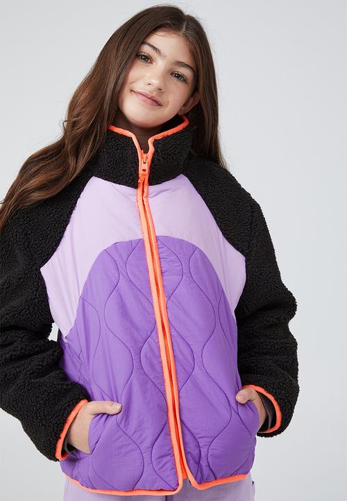 Cotton On - Cleo teddy jacket - phantom & lilac drop